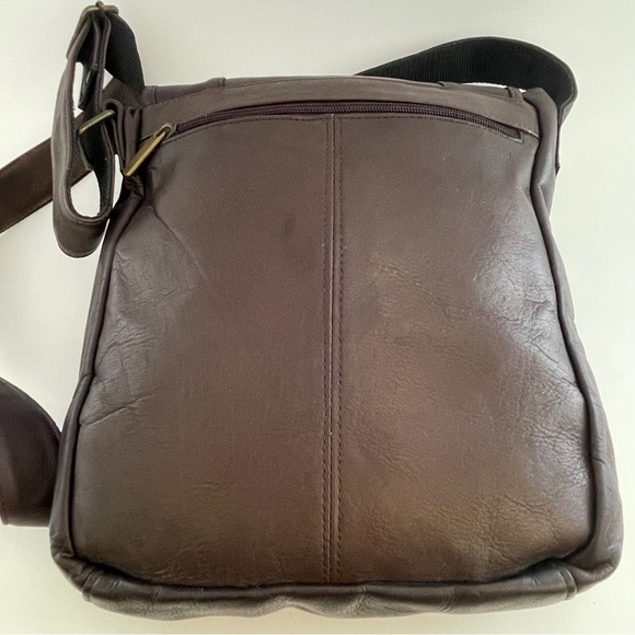 Leather Messenger Bag with Flap Closure - Picture 2 of 11